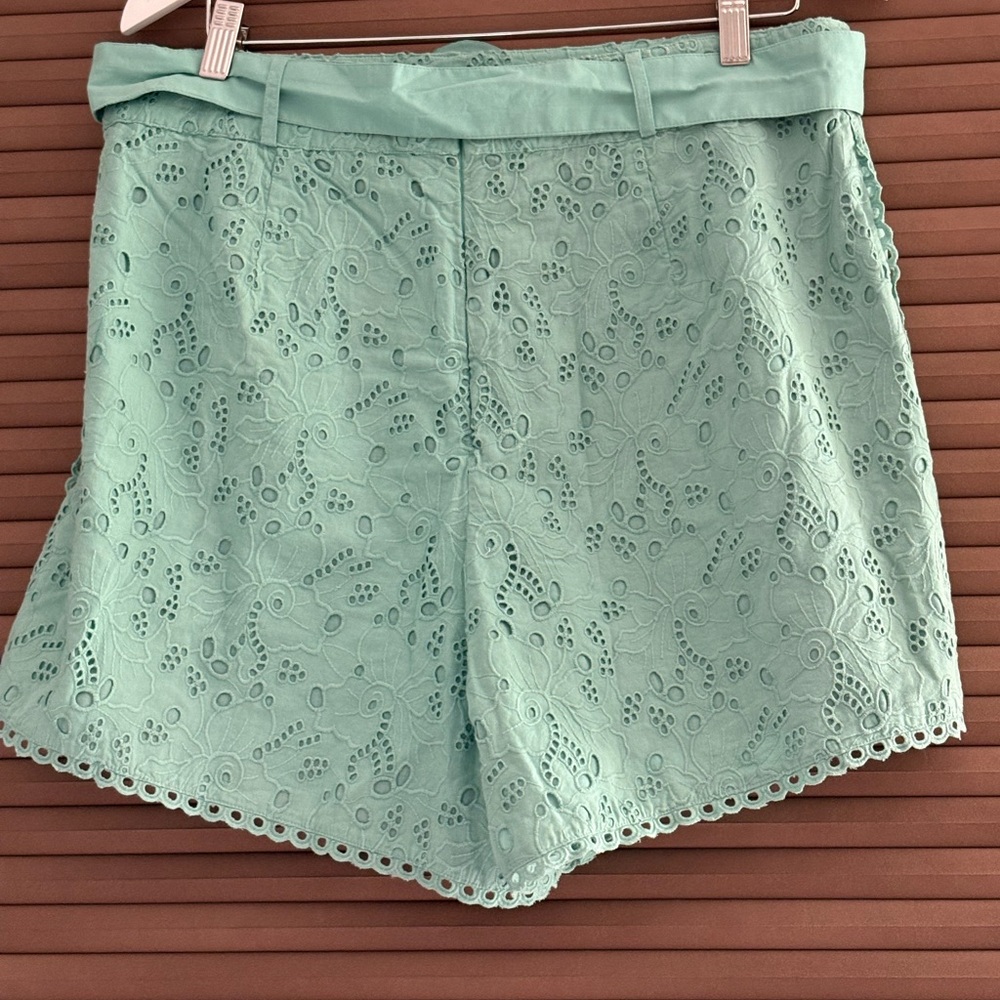NWOT SHORE BRAND Chic Mint Eyelet High Waist Shorts - Picture 2 of 7